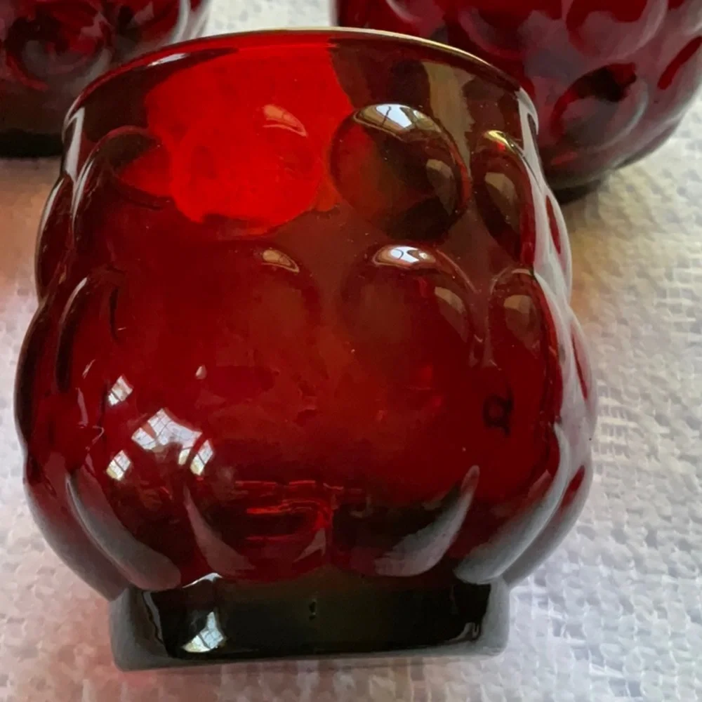 Vintage Anchor Hocking Royal Ruby Red Bubble Rocks Glass 8 oz.